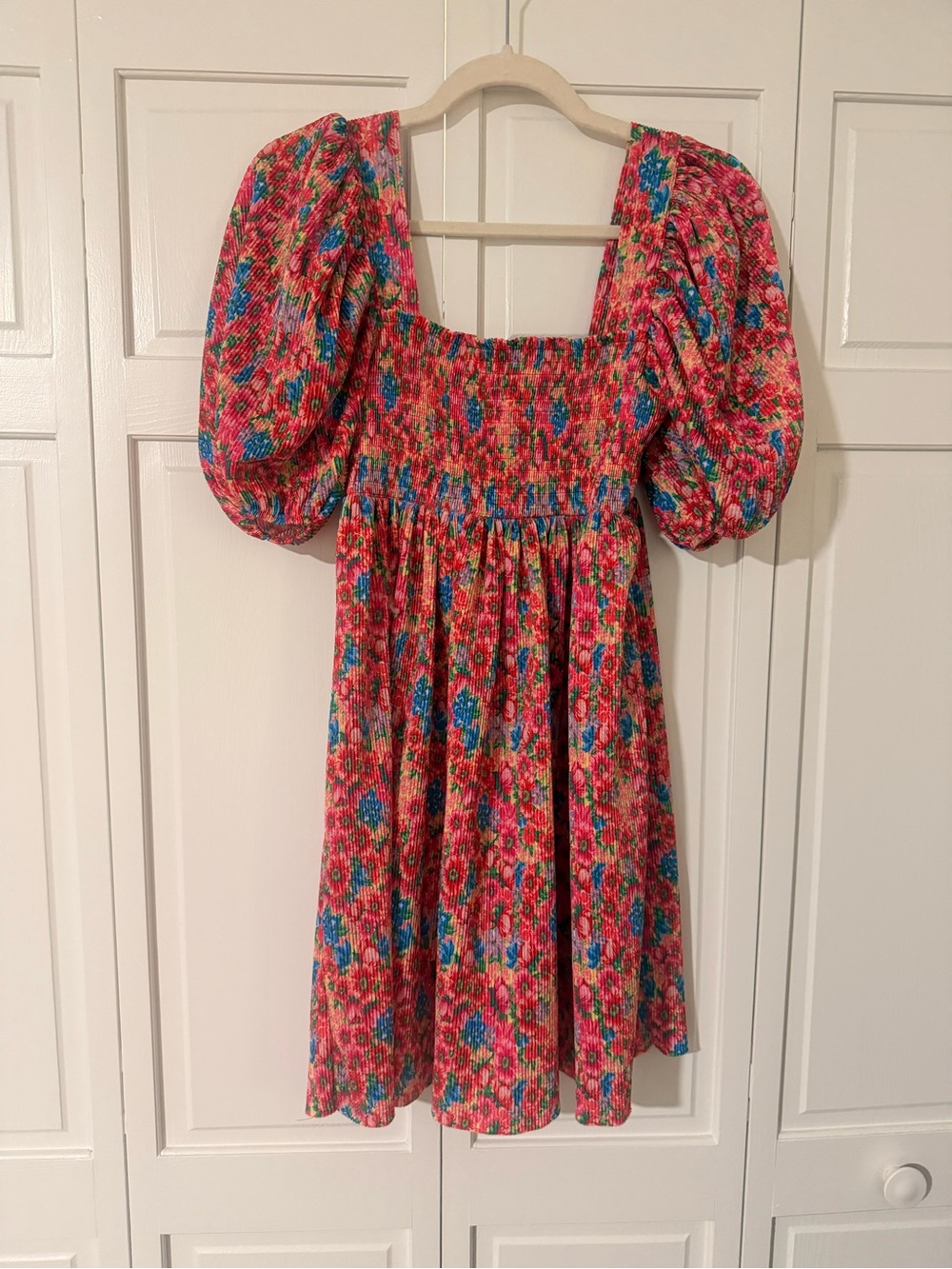 Zara Pink Floral Puff-Sleeve Mini Dress